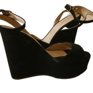 Bamboo Faux Suede Open Heel Wedge